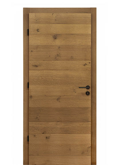 Porte plane lambris horizontal chêne rustique vapo traité brossé