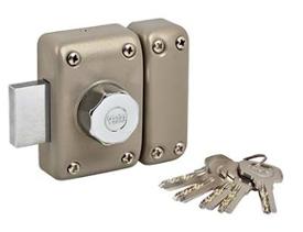 Verrou à bouton et cylindre beige 