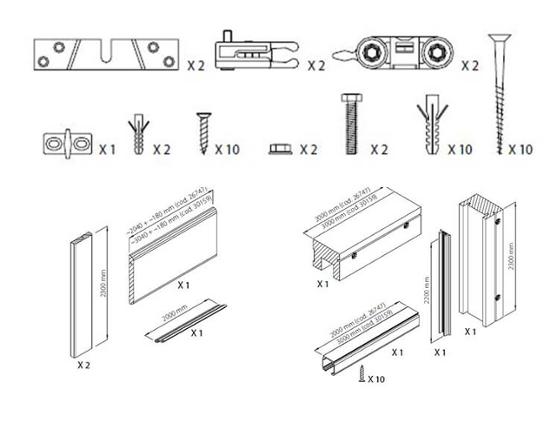 Kit pour porte coulissante en applique Xterna